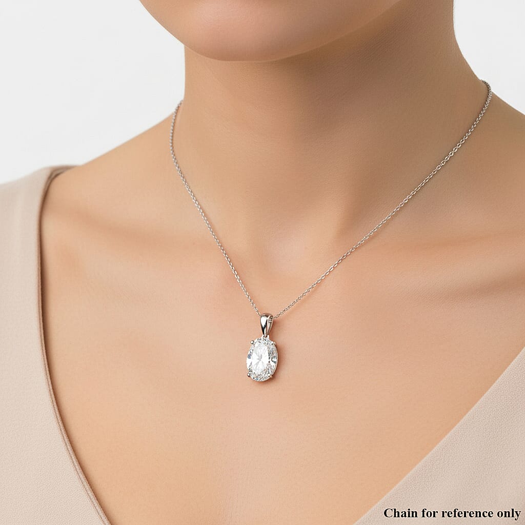 First Time Ever - LUXURIANT 7 Ct. Lab Grown Diamond Oval Cut Solitaire Pendant in 950 Platinum IGI Certified (VS-EF) 8354698 3
