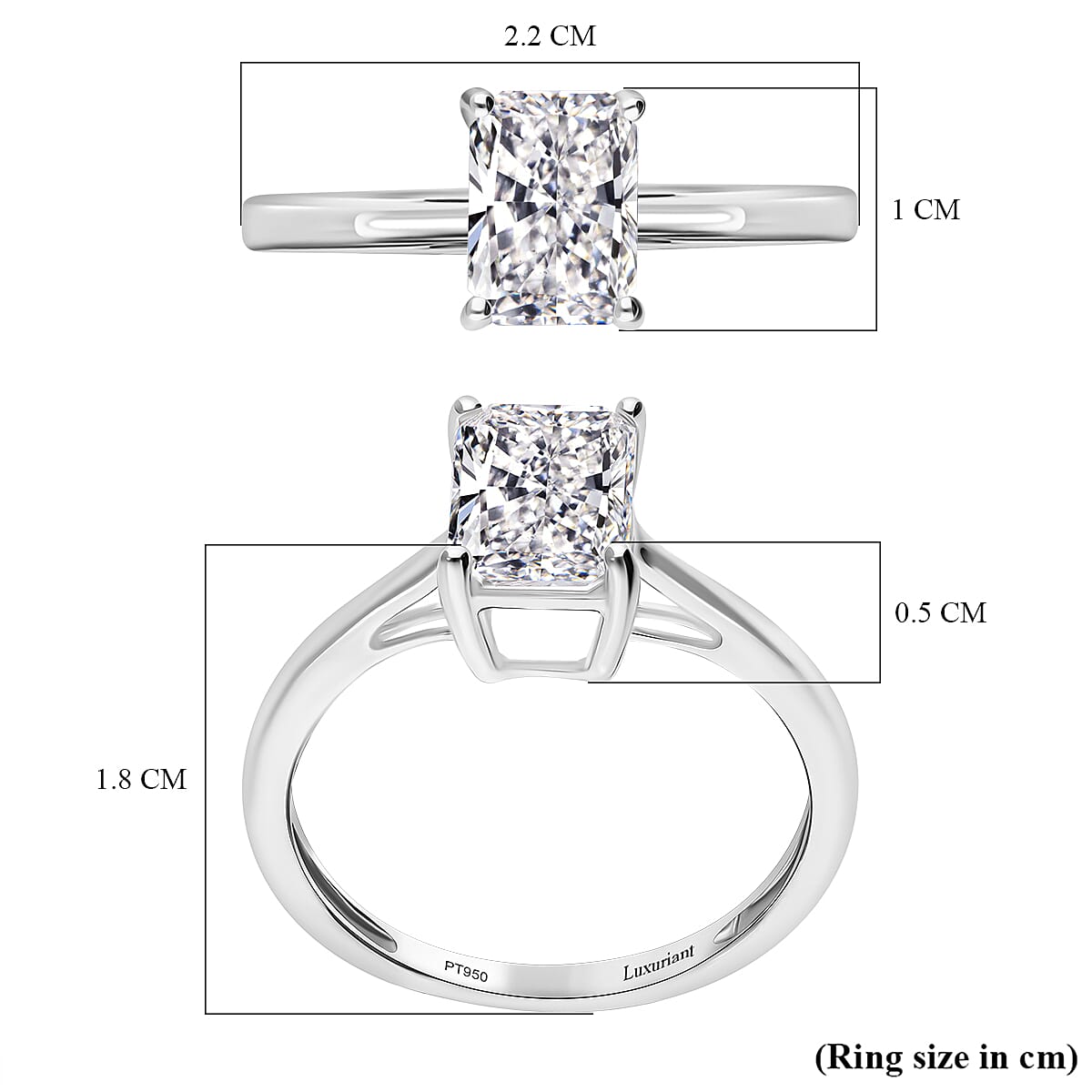 Luxuriant - 950 Platinum IGI Certified Rare Radiant Cut (VS-EF) Lab Grown Diamond Ring 2.01 Ct. 8312138 3