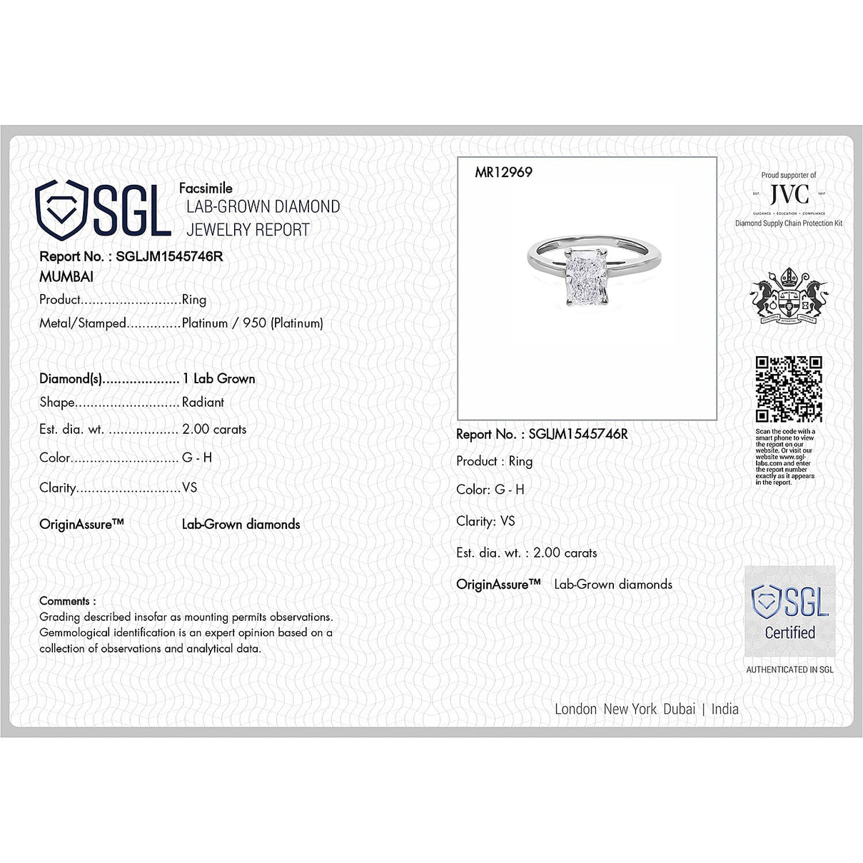 Luxuriant - 950 Platinum IGI Certified Rare Radiant Cut (VS-EF) Lab Grown Diamond Ring 2.01 Ct. 8312138 4