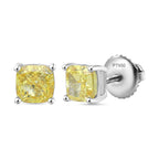Certified Canary Yellow Diamond (VS-Lab Grown) Earring in Platinum with Screw Back 2.00 Ct.