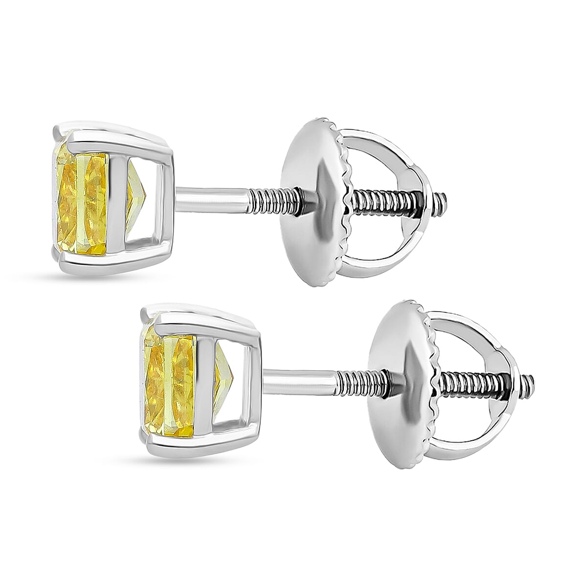 LUXURIANT 2 Ct. Lab Grown Yellow Diamond Solitaire Earrings in 950 Platinum, SGL Certified 8356075 4