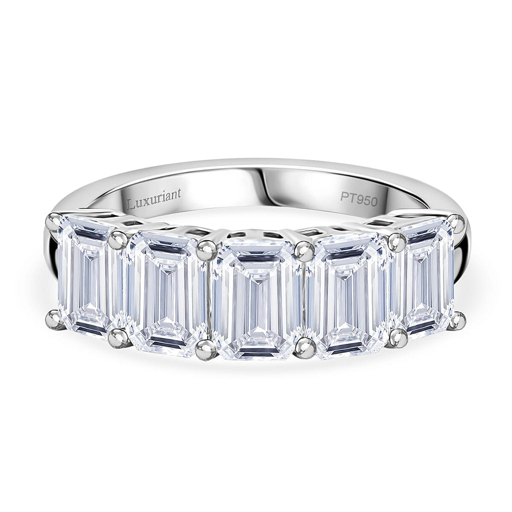 Luxuriant 950 Platinum SGL Certified VS-E-F Lab Grown Diamond 5 Stone Ring 3.00 Ct, Platinum Wt. 4.77 Gms