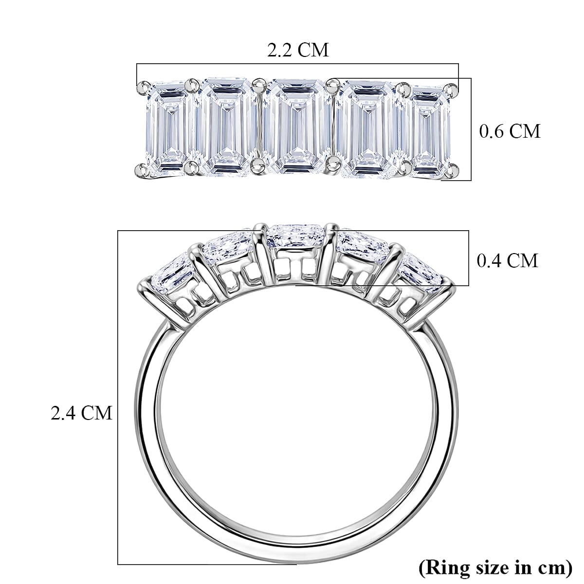 LUXURIANT 3 Ct. Lab Grown Diamond 5-Stone Ring in 950 Platinum SGL Certified (VS-E-F) 8525497 6
