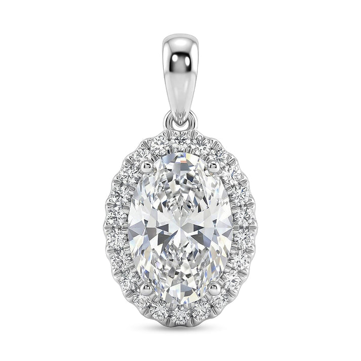 LUXURIANT 4.55 Ct. Lab Grown Diamond Oval Cut Halo Pendant in 950 Platinum SGL Certified (VS-EF) 8412009 1