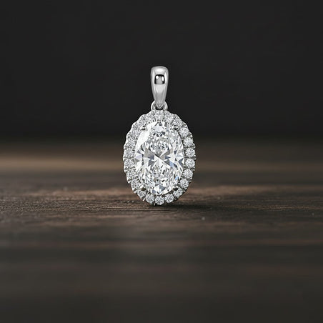 LUXURIANT 4.55 Ct. Lab Grown Diamond Oval Cut Halo Pendant in 950 Platinum SGL Certified (VS-EF) 8412009 2
