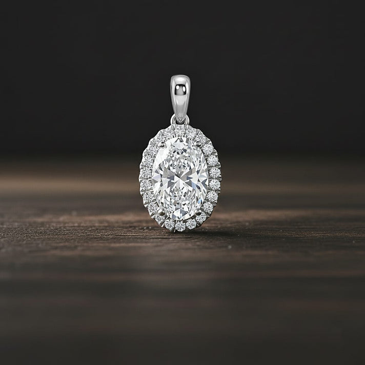 LUXURIANT 4.55 Ct. Lab Grown Diamond Oval Cut Halo Pendant in 950 Platinum SGL Certified (VS-EF) 8412009 2