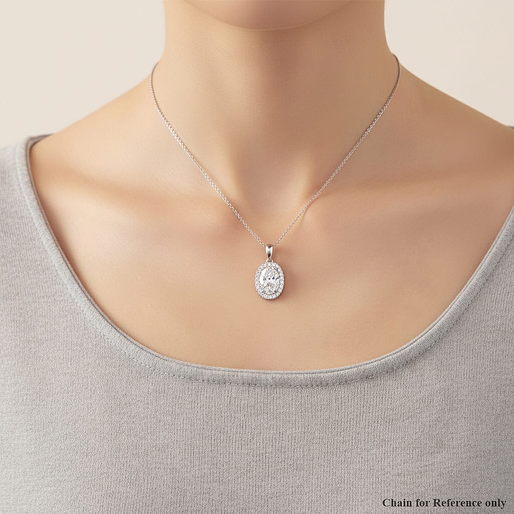 LUXURIANT 4.55 Ct. Lab Grown Diamond Oval Cut Halo Pendant in 950 Platinum SGL Certified (VS-EF) 8412009 3