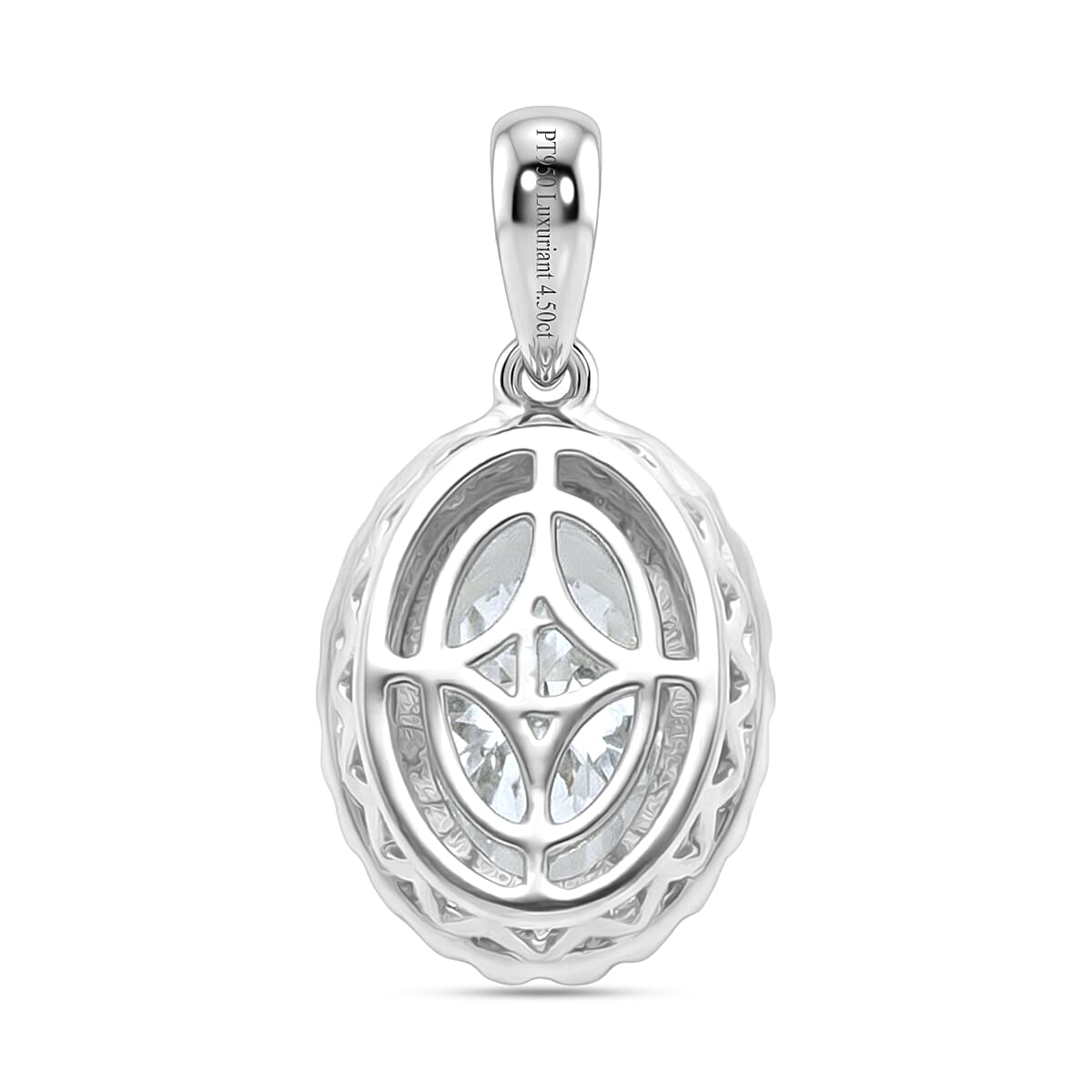 LUXURIANT 4.55 Ct. Lab Grown Diamond Oval Cut Halo Pendant in 950 Platinum SGL Certified (VS-EF) 8412009 5