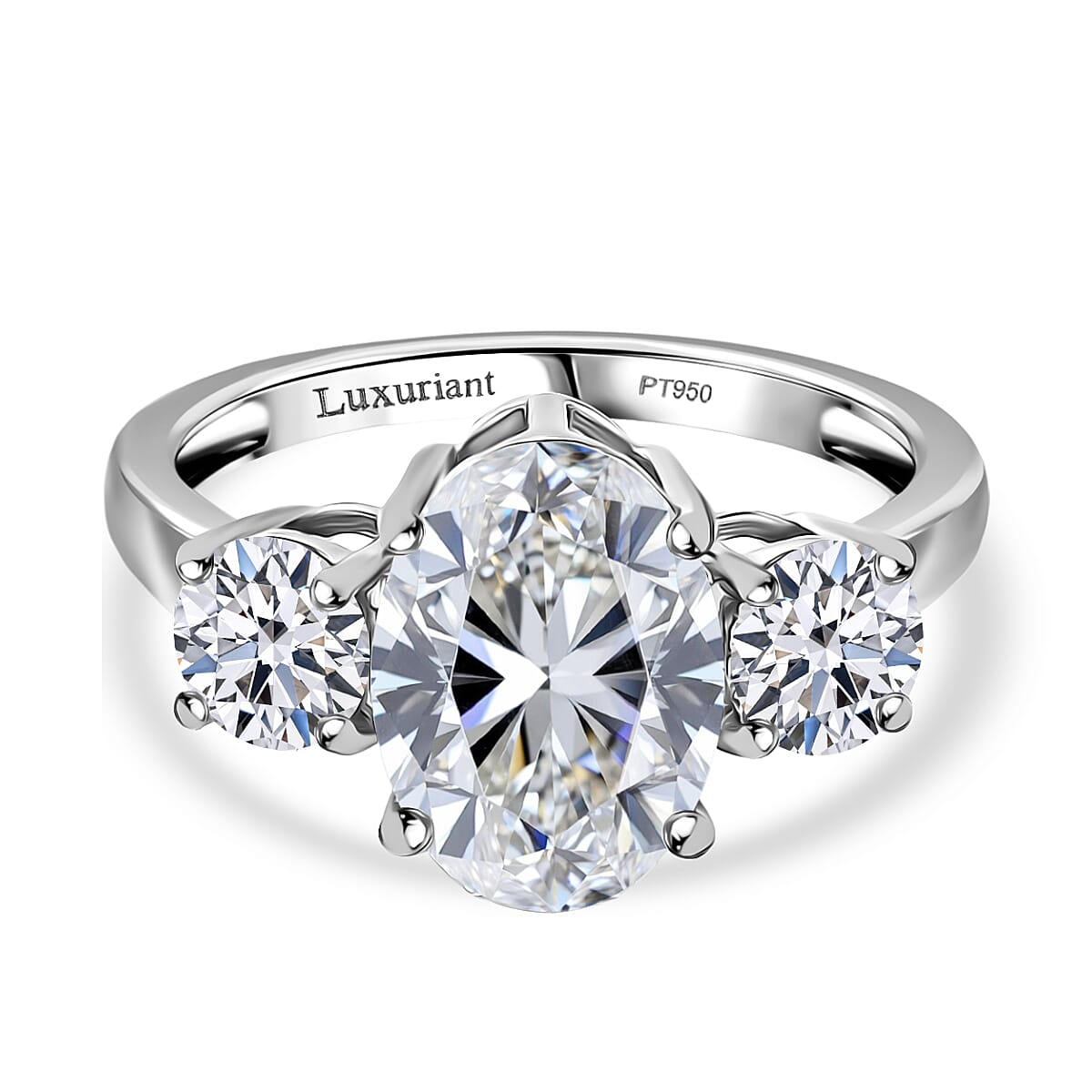 LUXURIANT 4 Ct. Lab Grown Diamond Trilogy Ring in 950 Platinum 8367785 0