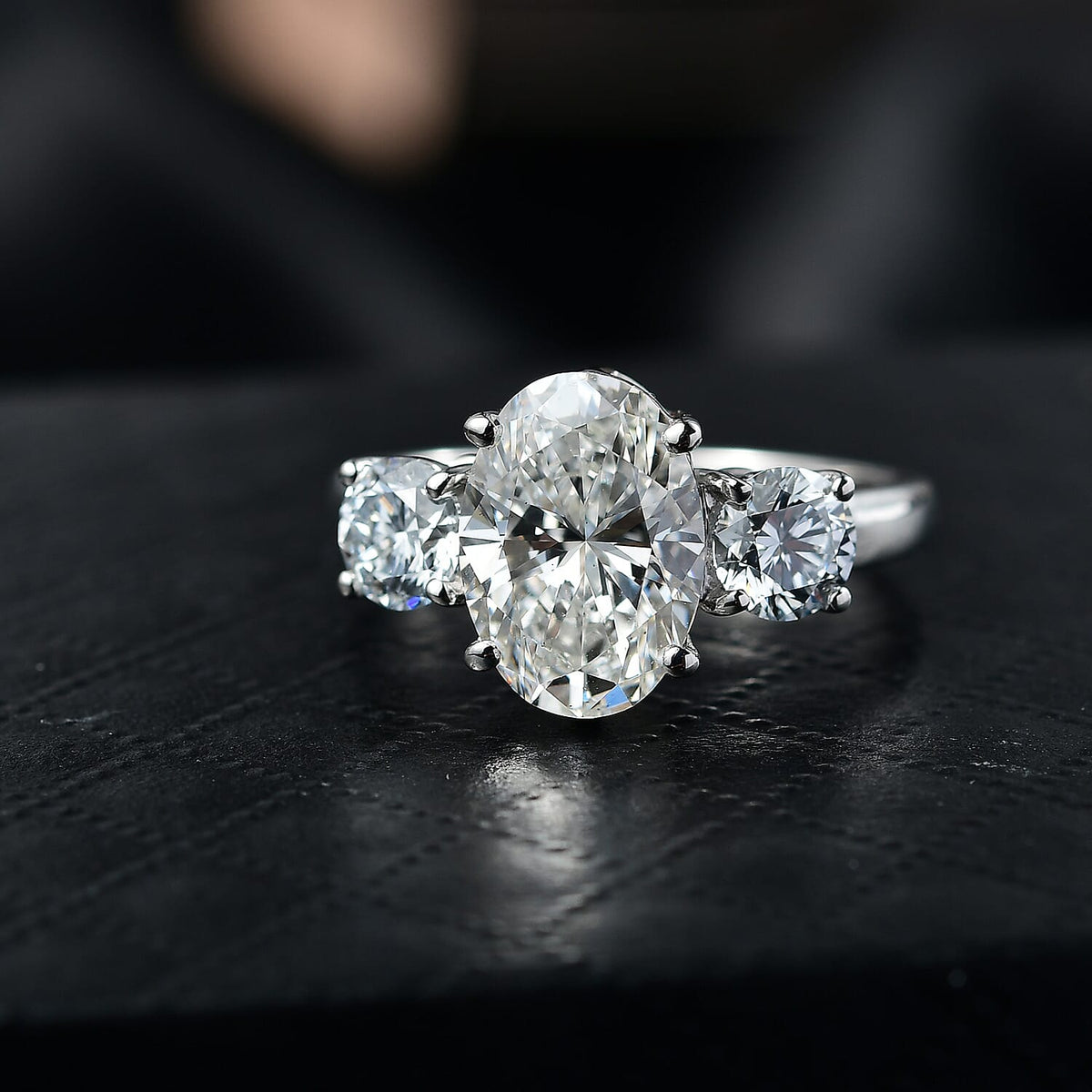 LUXURIANT 4 Ct. Lab Grown Diamond Trilogy Ring in 950 Platinum 8367785 2
