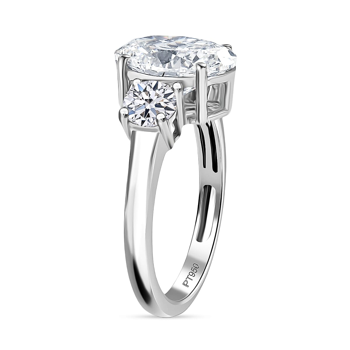 LUXURIANT 4 Ct. Lab Grown Diamond Trilogy Ring in 950 Platinum 8367785 4