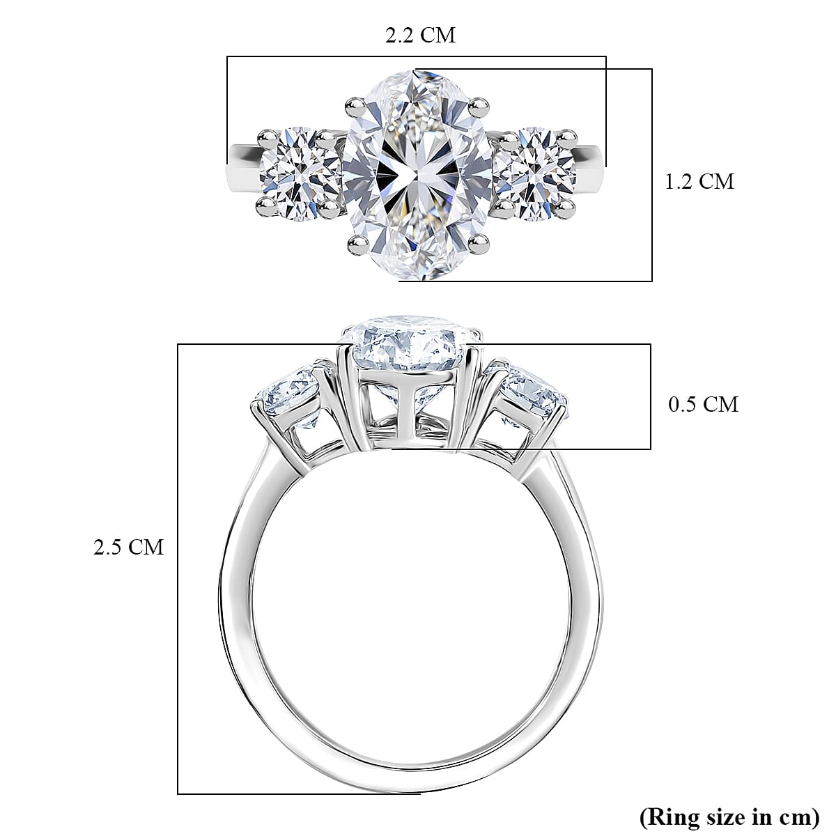 LUXURIANT 4 Ct. Lab Grown Diamond Trilogy Ring in 950 Platinum 8367785 6