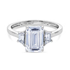 Luxuriant 950 Platinum IGI Certified VS-EF Emerald Cut Lab Grown Diamond Ring 3.00 Ct,