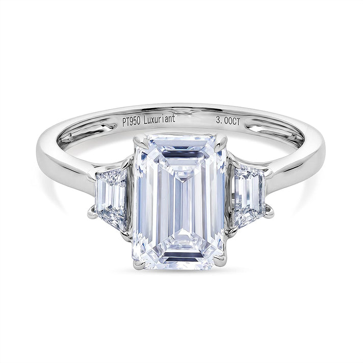 LUXURIANT 3 Ct. Lab Grown Diamond Emerald-Cut Ring in 950 Platinum IGI Certified (VS-EF) 8509713 1