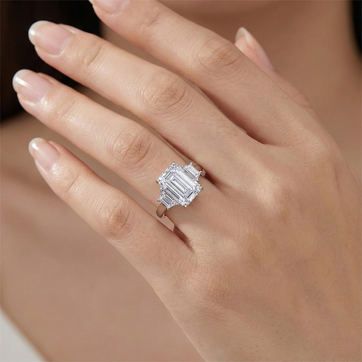 LUXURIANT 3 Ct. Lab Grown Diamond Emerald-Cut Ring in 950 Platinum IGI Certified (VS-EF) 8509713 2