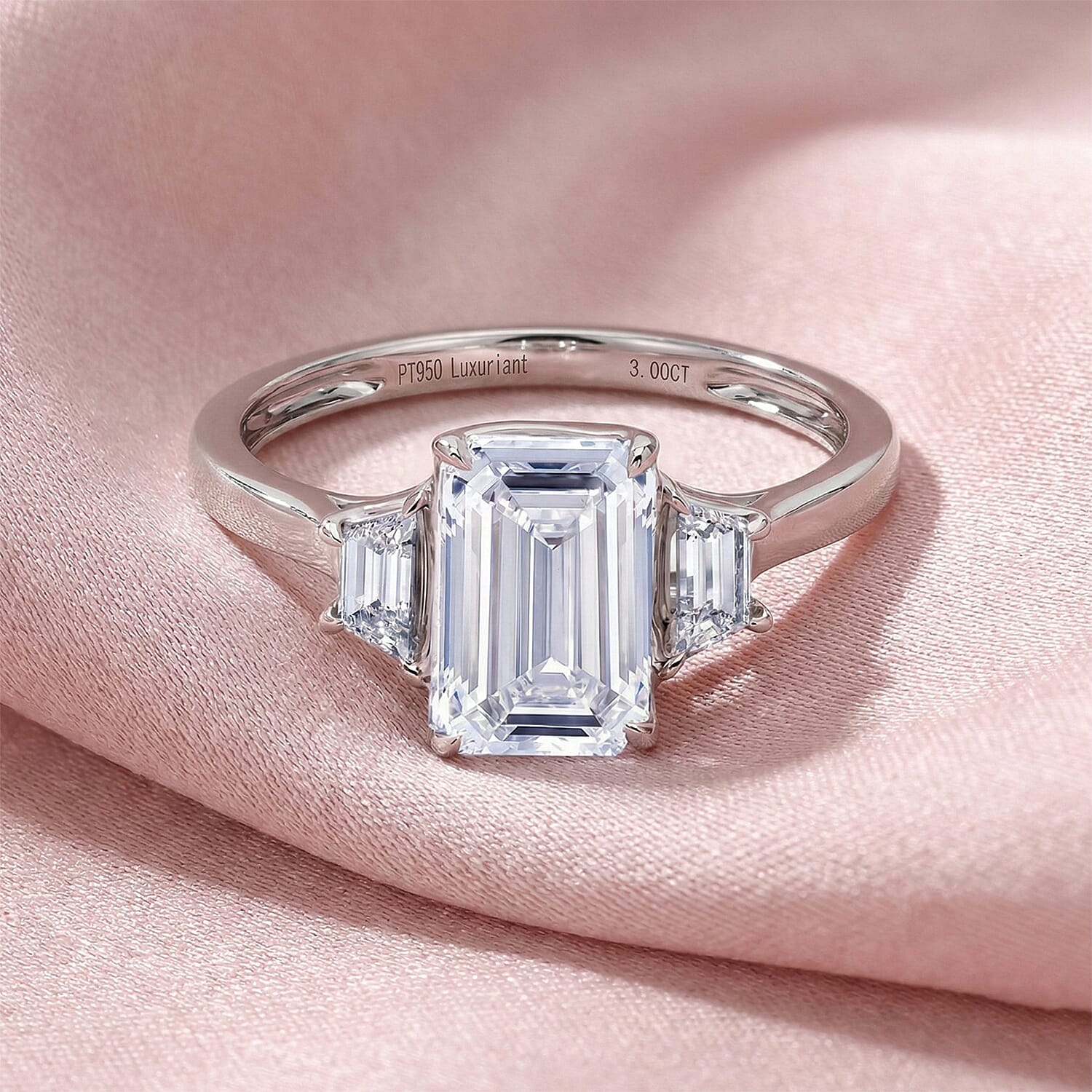 LUXURIANT 3 Ct. Lab Grown Diamond Emerald-Cut Ring in 950 Platinum IGI Certified (VS-EF) 8509713 3