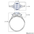 Luxuriant 950 Platinum IGI Certified VS-EF Emerald Cut Lab Grown Diamond Ring 3.00 Ct,