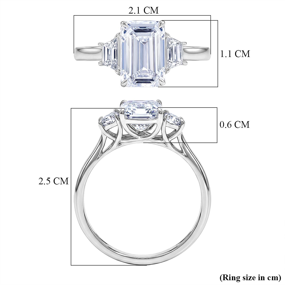 LUXURIANT 3 Ct. Lab Grown Diamond Emerald-Cut Ring in 950 Platinum IGI Certified (VS-EF) 8509713 6