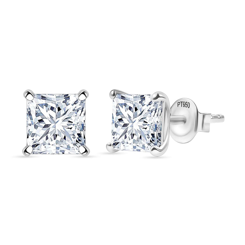 Luxuriant 950 Platinum SGL Certified Lab Grown Diamond (VS-EF) Solitaire Stud Push Post Earring 2.00 Ct.