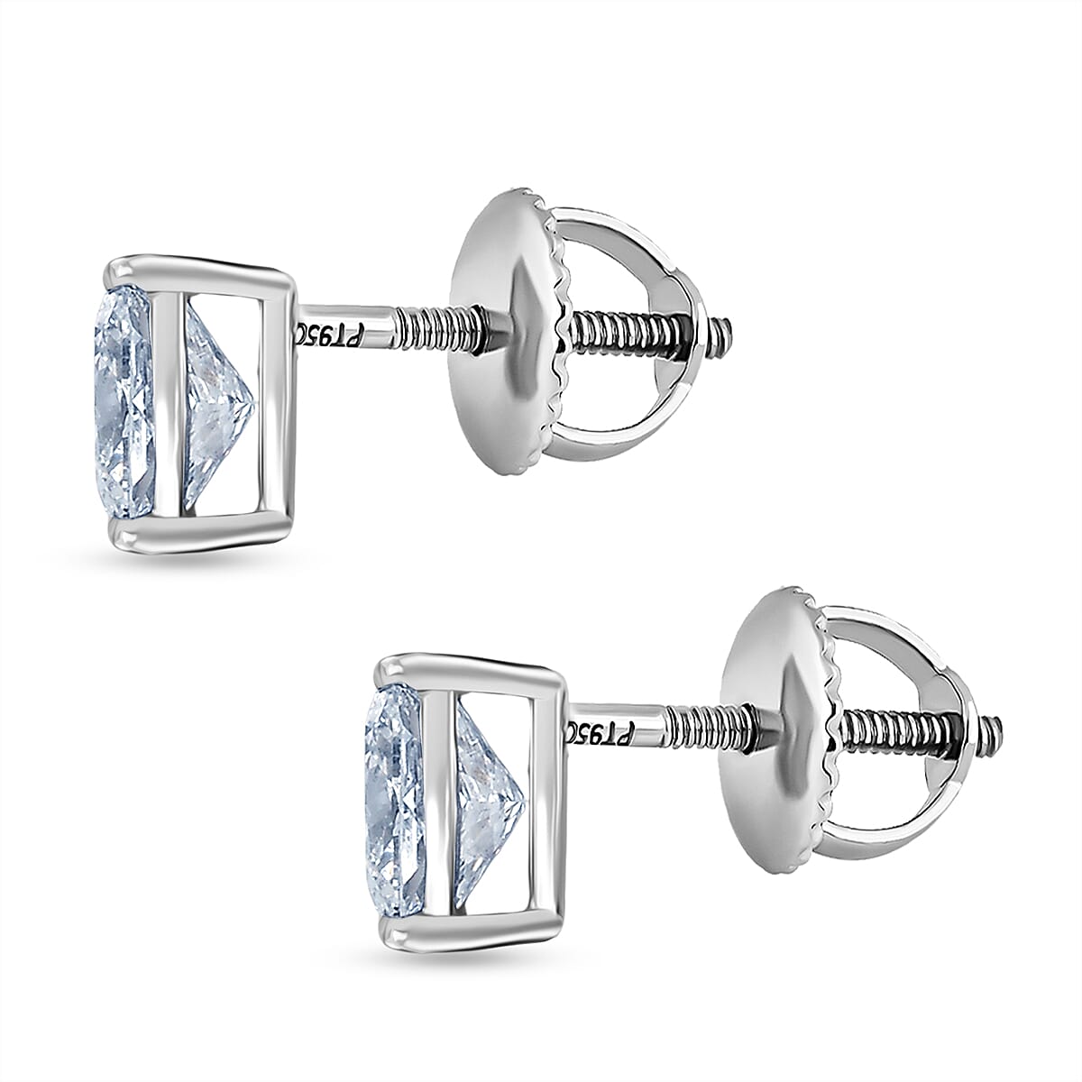 LUXURIANT 2.03 Ct. Lab Grown Diamond Cushion-Cut Solitaire Stud Push Post Earring in 950 Platinum IGI Certified (VS-EF) 8260820 4