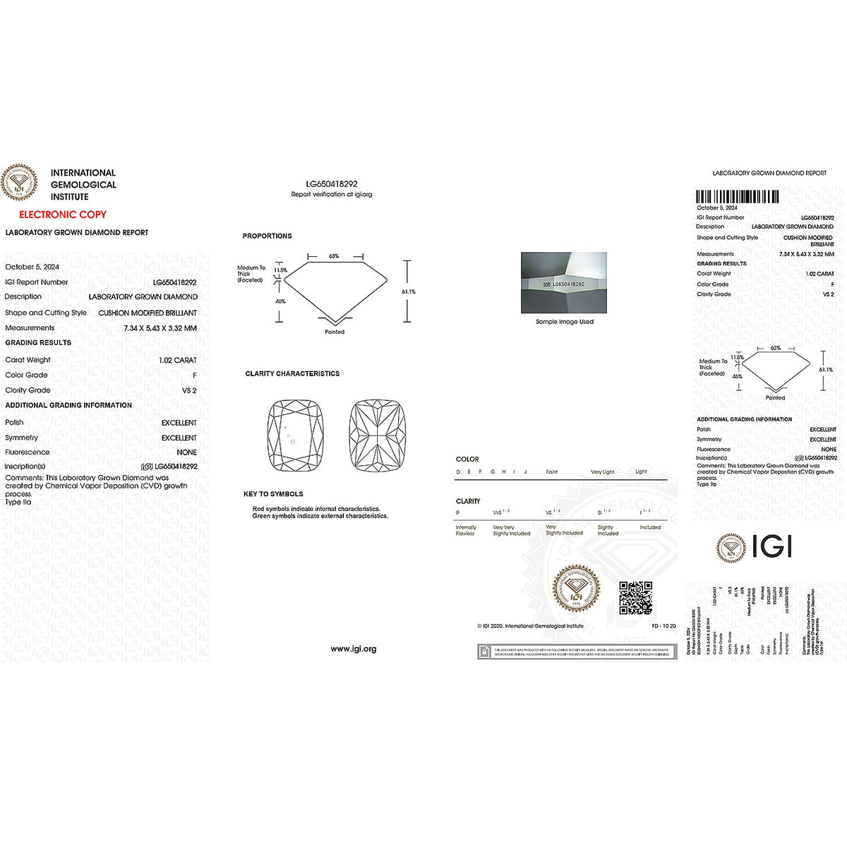 LUXURIANT 2.03 Ct. Lab Grown Diamond Cushion-Cut Solitaire Stud Push Post Earring in 950 Platinum IGI Certified (VS-EF) 8260820 6