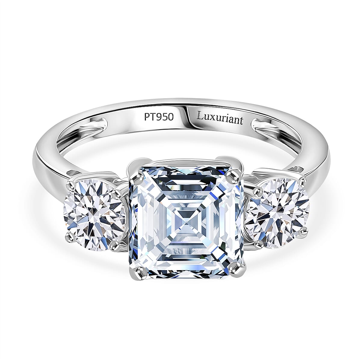 LUXURIANT 4 Ct. Lab Grown Diamond Trilogy Ring in 950 Platinum 8367797 0