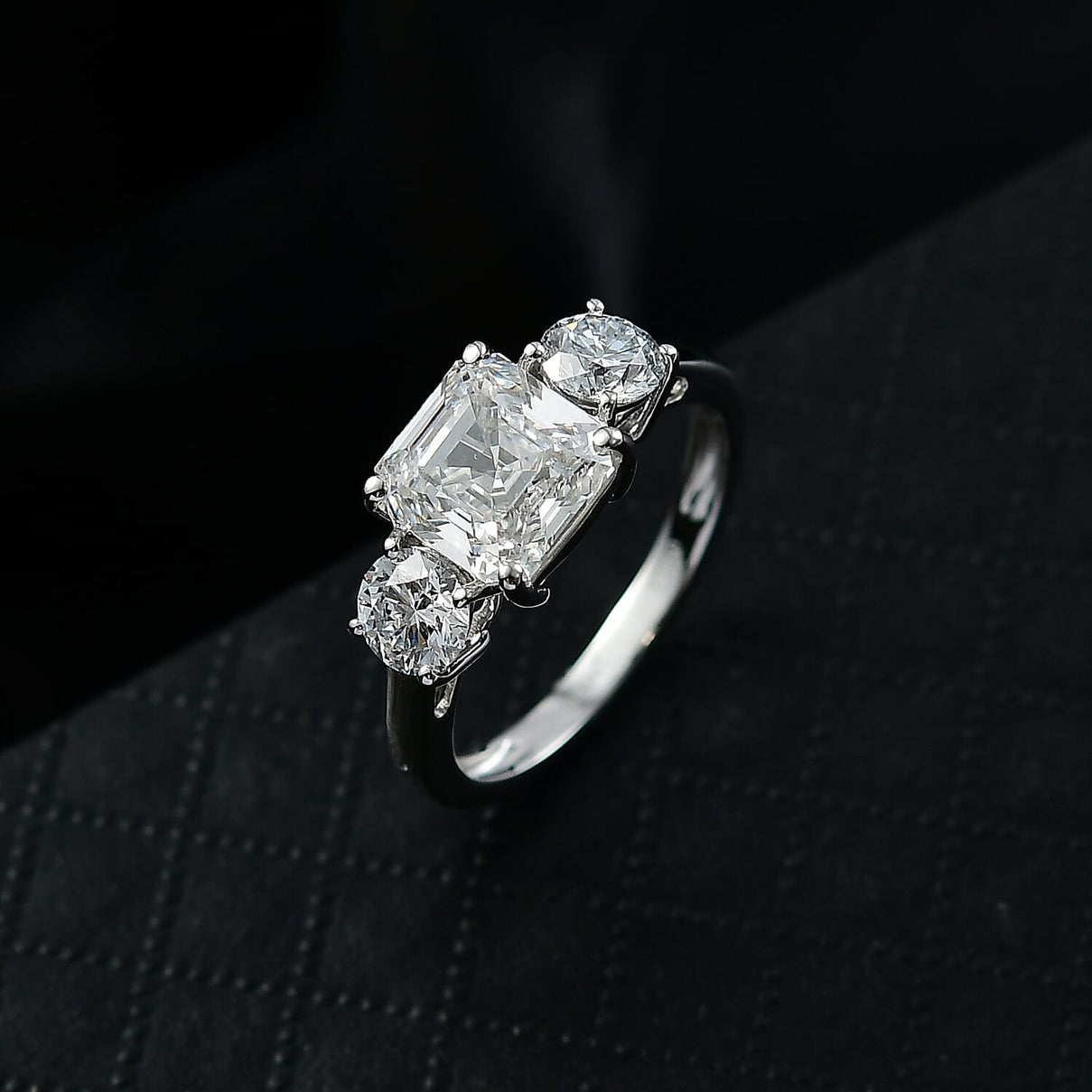LUXURIANT 4 Ct. Lab Grown Diamond Trilogy Ring in 950 Platinum 8367797 2