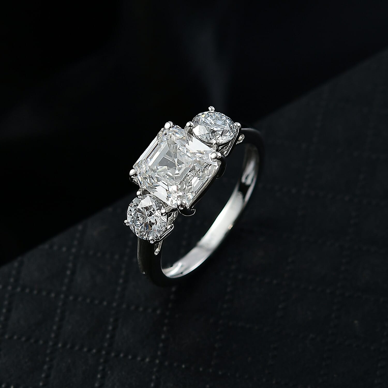 LUXURIANT 4 Ct. Lab Grown Diamond Trilogy Ring in 950 Platinum 8367797 2