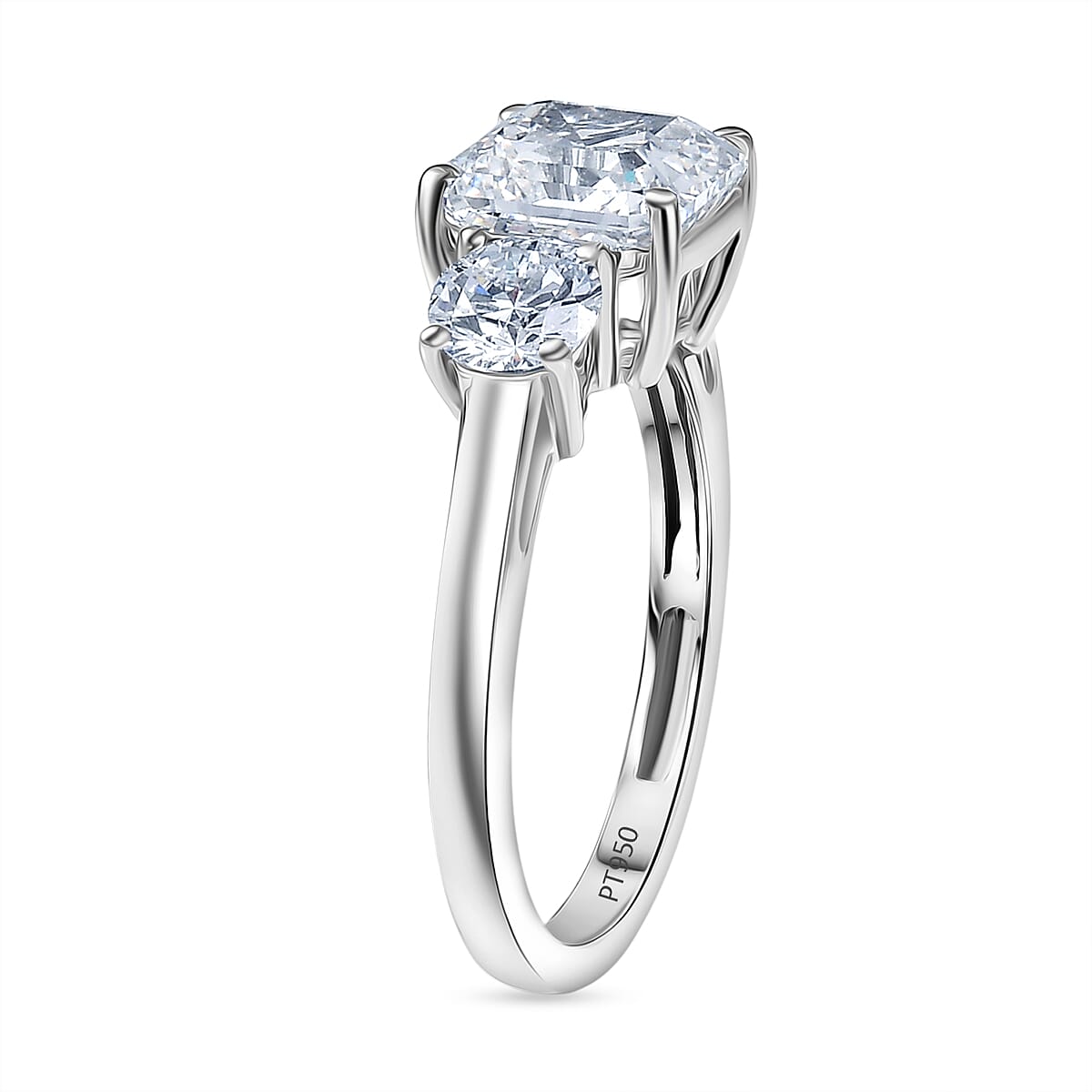 LUXURIANT 4 Ct. Lab Grown Diamond Trilogy Ring in 950 Platinum 8367797 4