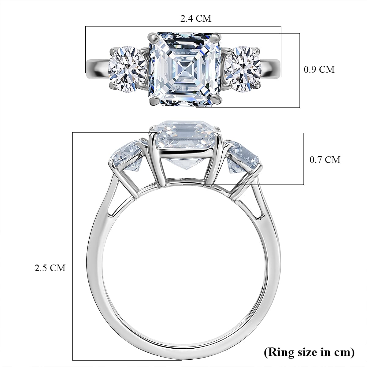 LUXURIANT 4 Ct. Lab Grown Diamond Trilogy Ring in 950 Platinum 8367797 6
