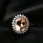 Luxuriant 9K Rose Gold AAA Morganite & Lab Grown Diamond (SI-GH) Ring 3.53 Ct.