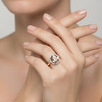 Luxuriant 9K Rose Gold AAA Morganite & Lab Grown Diamond (SI-GH) Ring 3.53 Ct.
