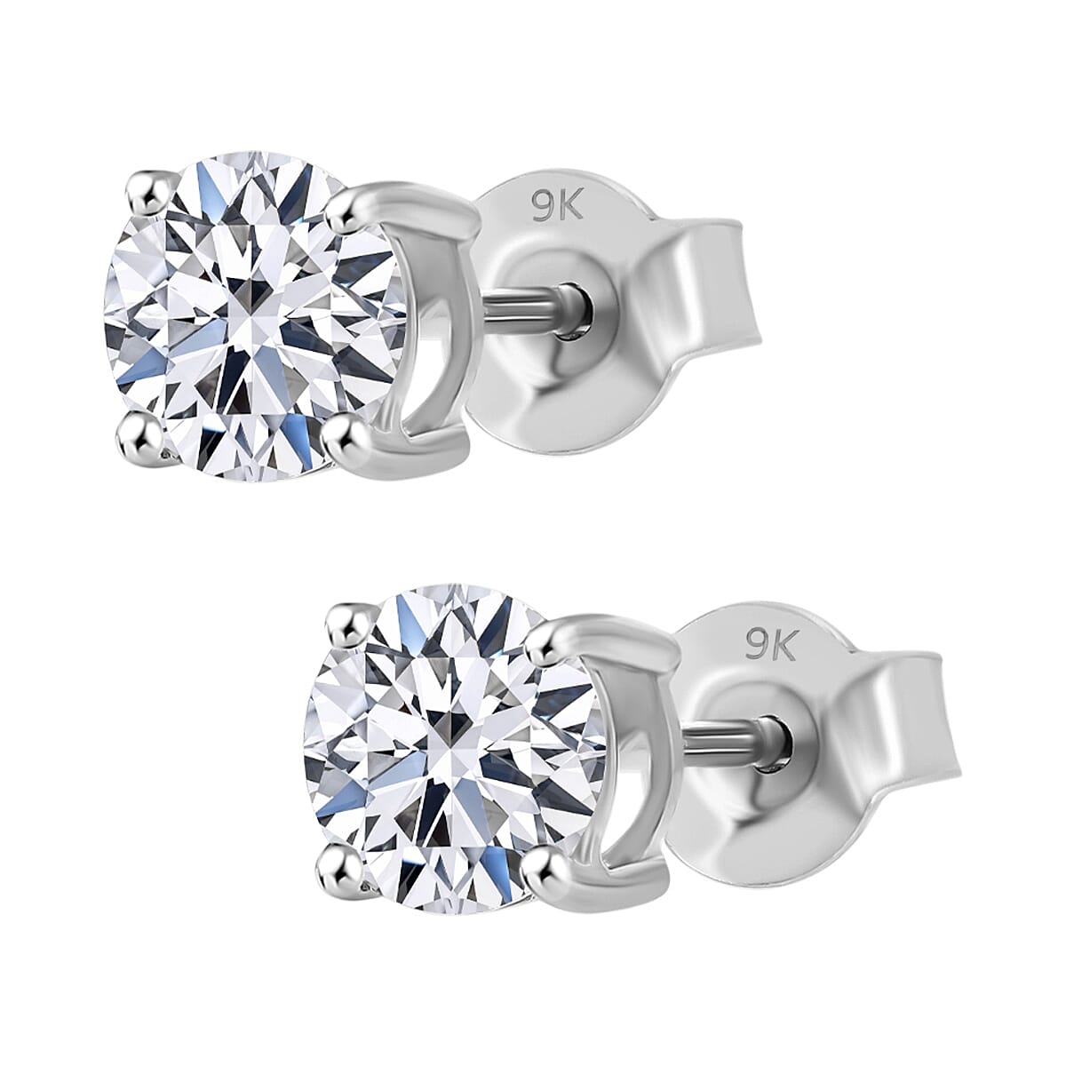 LUXURIANT 1.5 Ct. Lab Grown Diamond Solitaire Stud Earring with Push Back in 9K White Gold (SI-GH) 8058283 3