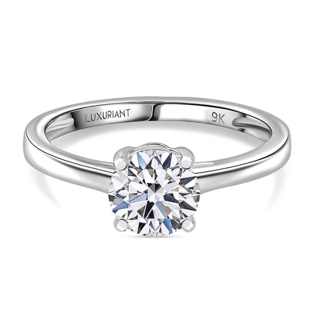 LUXURIANT 1 Ct. Lab Grown Diamond Solitaire Ring in 9K White Gold, SGL Certified 8371143 1