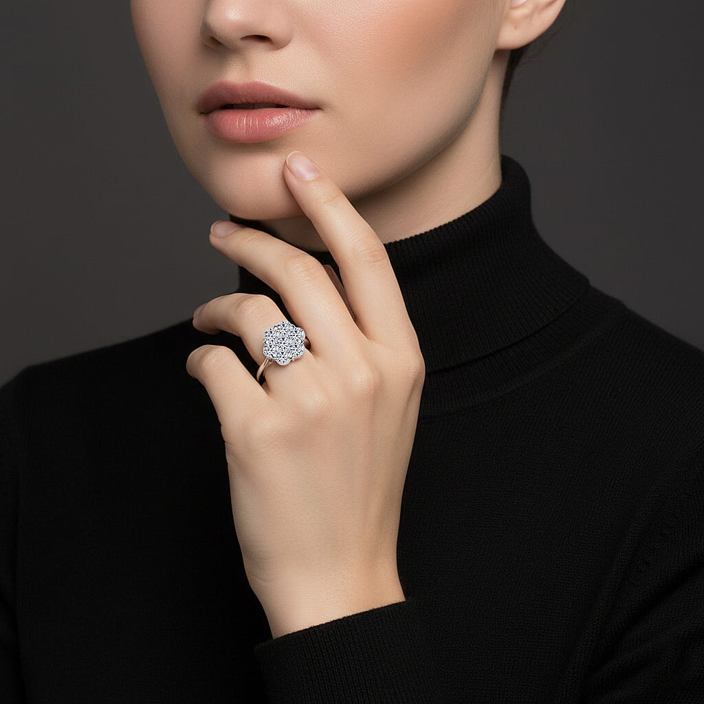 Luxuriant 9K White Gold SGL Certified Lab Grown Diamond (VS-GH) Ring 1.02 Ct.