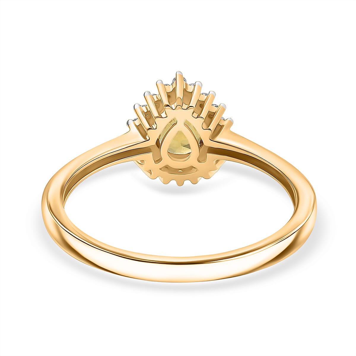 LUXURIANT 9K Yellow Gold AAA Yellow Sapphire, Lab Grown Diamond Halo Ring (SI-GH) 8182963 5