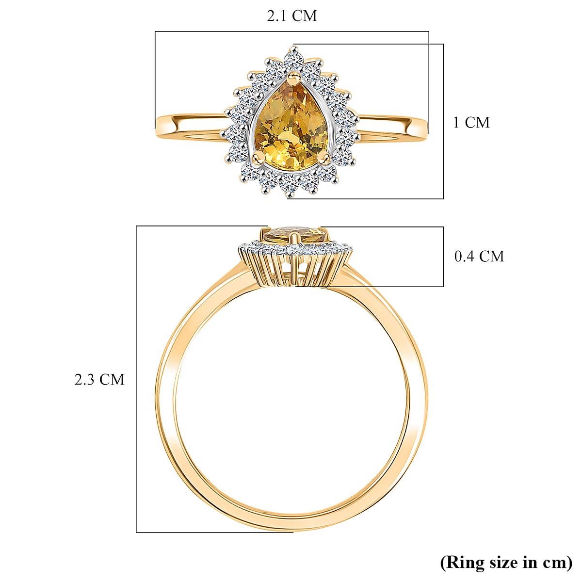 LUXURIANT 9K Yellow Gold AAA Yellow Sapphire, Lab Grown Diamond Halo Ring (SI-GH) 8182963 6