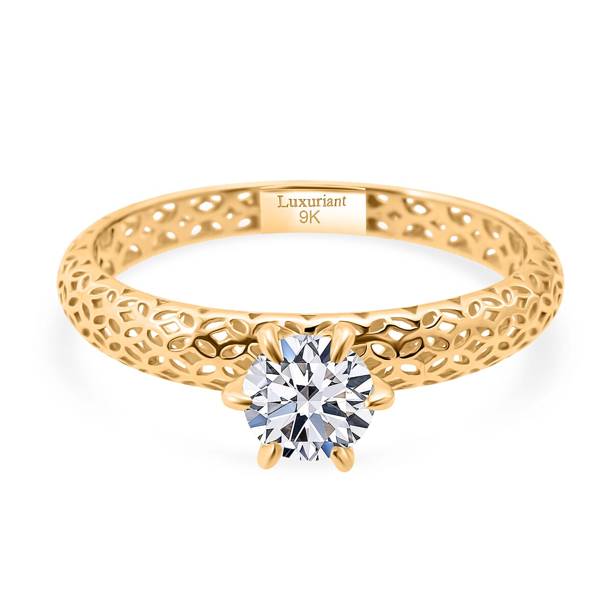 LUXURIANT 0.5 Ct. Lab Grown Diamond Solitaire Ring in 9K Yellow Gold V32535381 0