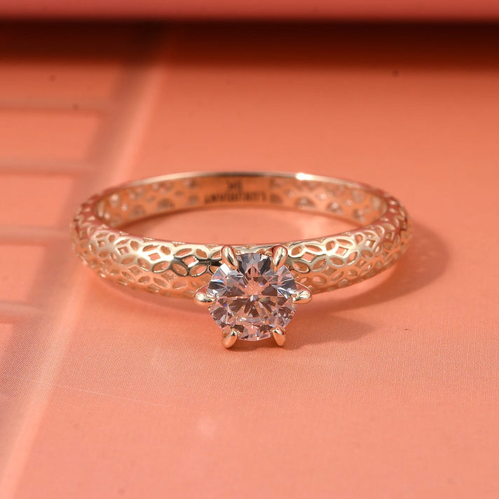 LUXURIANT 0.5 Ct. Lab Grown Diamond Solitaire Ring in 9K Yellow Gold 8371063 2