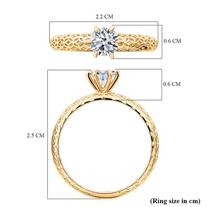 LUXURIANT 0.5 Ct. Lab Grown Diamond Solitaire Ring in 9K Yellow Gold 8371063 2