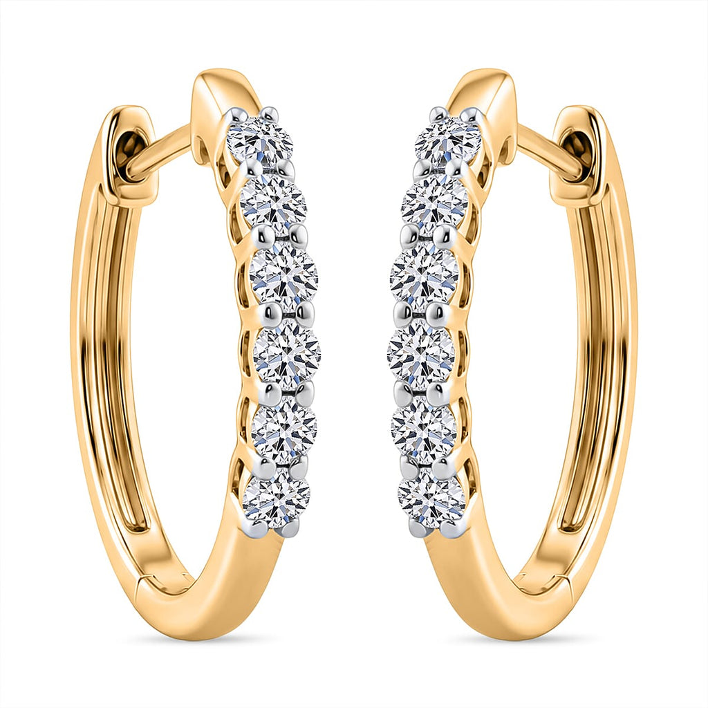 Luxuriant 9K Yellow Gold Lab Grown Diamond (VS-EF) IGI Certified Hoop Earring