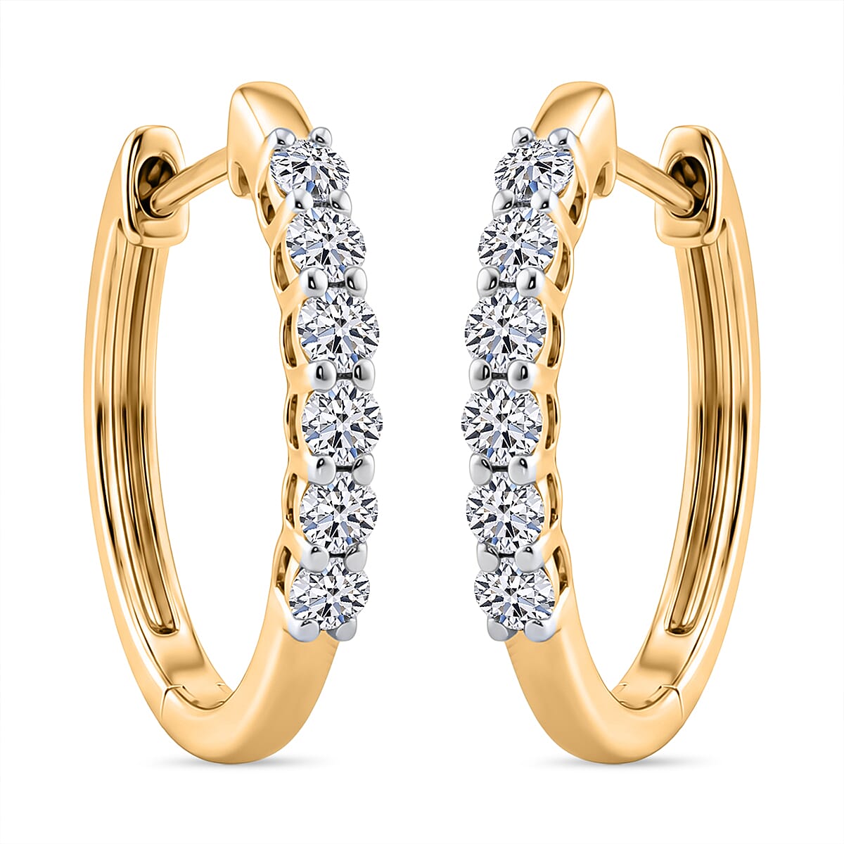 Luxuriant 9K Yellow Gold Lab Grown Diamond (VS-EF) IGI Certified Hoop Earring