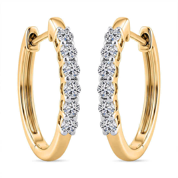LUXURIANT Lab Grown Diamond Hoop Earring in 9K Yellow Gold (VS-EF) IGI Certified 8156301 1