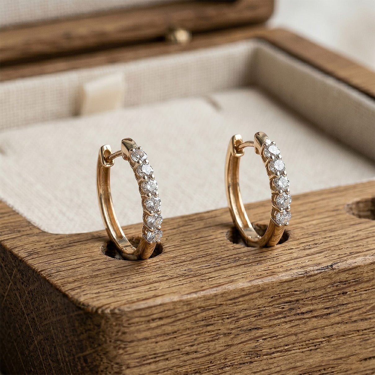 LUXURIANT Lab Grown Diamond Hoop Earring in 9K Yellow Gold (VS-EF) IGI Certified 8156301 1
