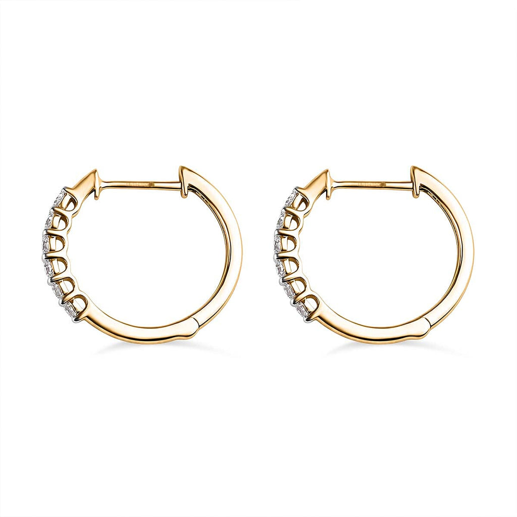 Luxuriant 9K Yellow Gold Lab Grown Diamond (VS-EF) IGI Certified Hoop Earring