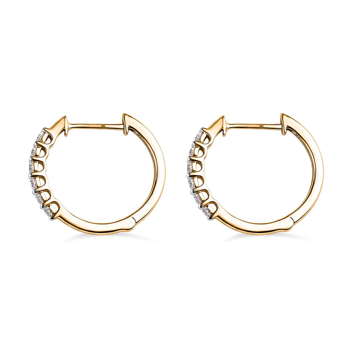 LUXURIANT Lab Grown Diamond Hoop Earring in 9K Yellow Gold (VS-EF) IGI Certified 8156301 2