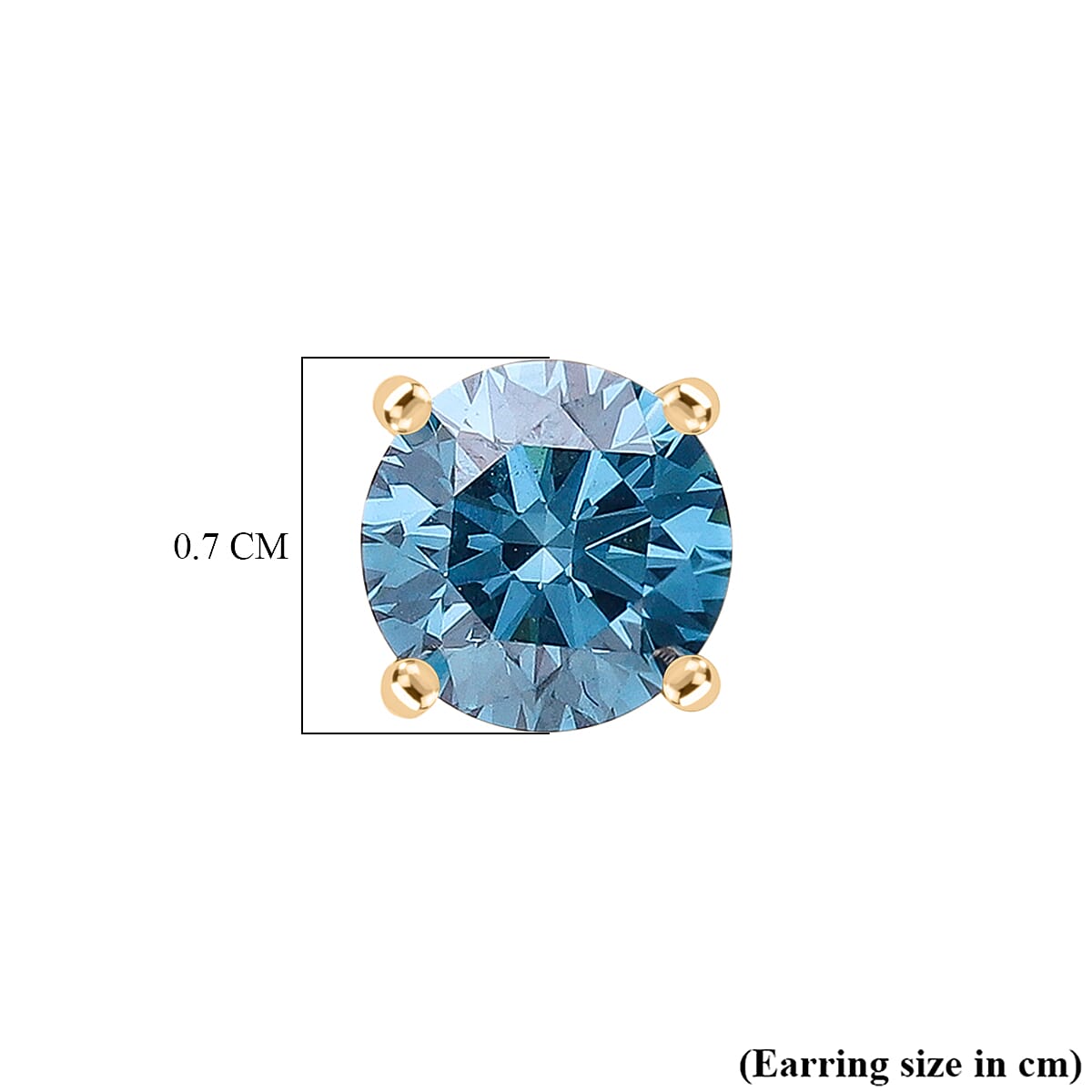 LUXURIANT 2 Ct. Lab Grown Blue Diamond Push Post Earring in 9K Yellow Gold SGL Certified (VS) 8430480 5