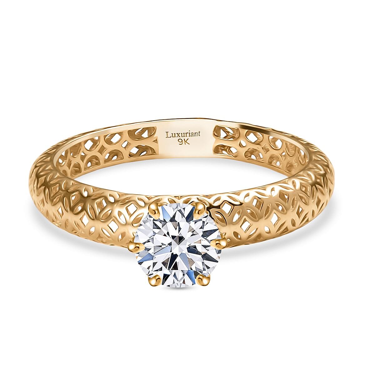 LUXURIANT 0.75 Ct. Lab Grown Diamond Solitaire Ring in 9K Yellow Gold SGL Certified (VS-EF) 8177935 0