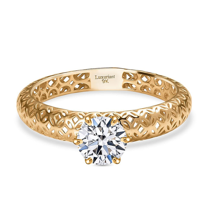 LUXURIANT 0.75 Ct. Lab Grown Diamond Solitaire Ring in 9K Yellow Gold SGL Certified (VS-EF) 8177935 1