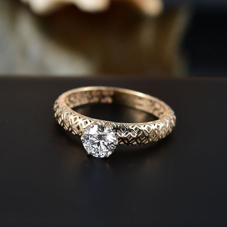 LUXURIANT 0.75 Ct. Lab Grown Diamond Solitaire Ring in 9K Yellow Gold SGL Certified (VS-EF) 8177935 2